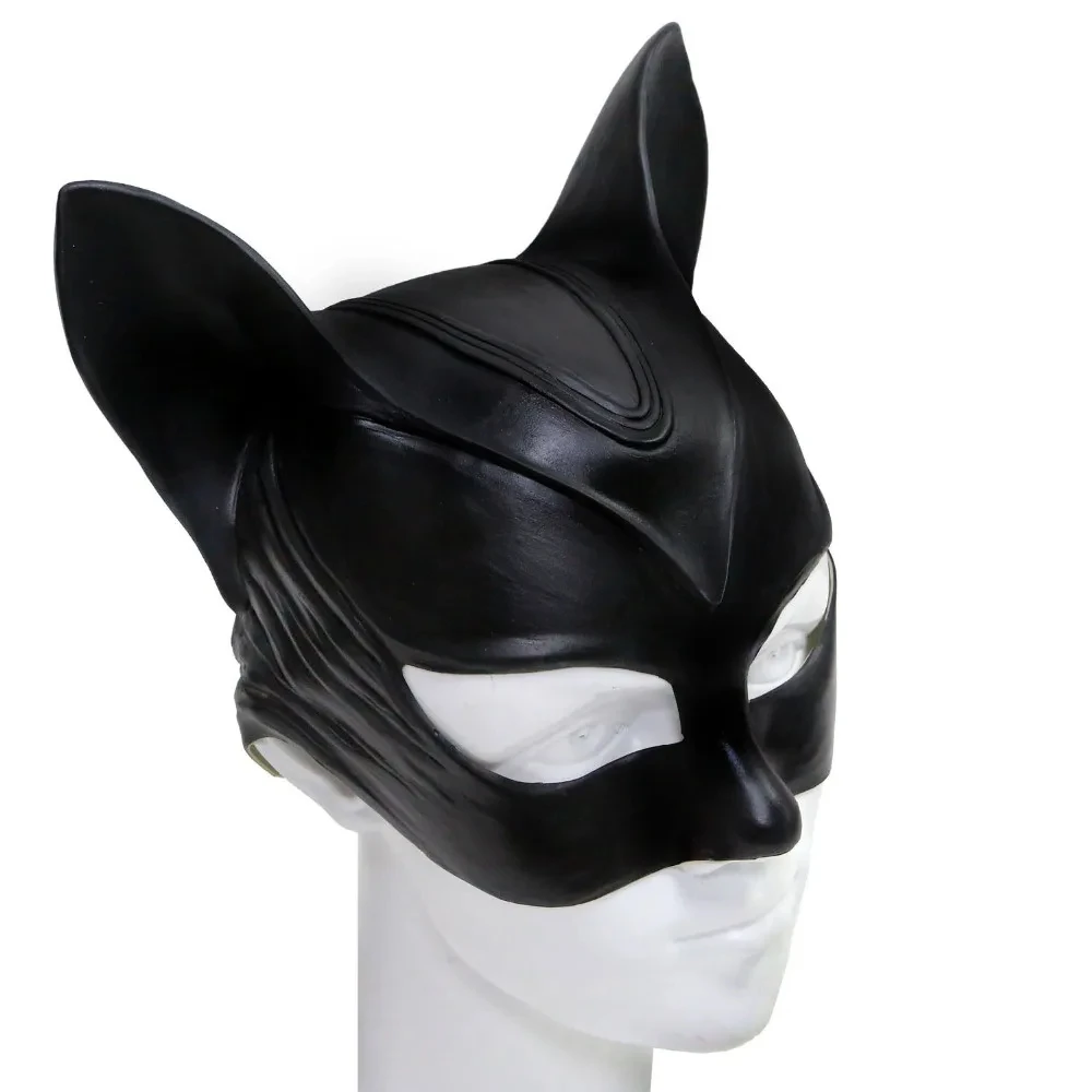 Sexy Cat Woman Selina Kyle Latex Mask Latex Full Face Helmet Superhero Movie Cosplay Costume Halloween Party Props