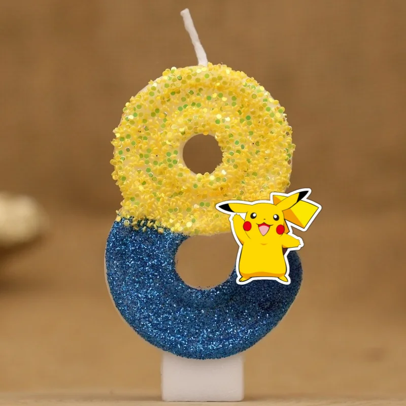 Pikachu Kaars Taart Anime Figuur Pikachu Nummer 0-9 Verjaardagstaart Kaars Kids Baby Douche Taart Topper Decoratie Benodigdheden