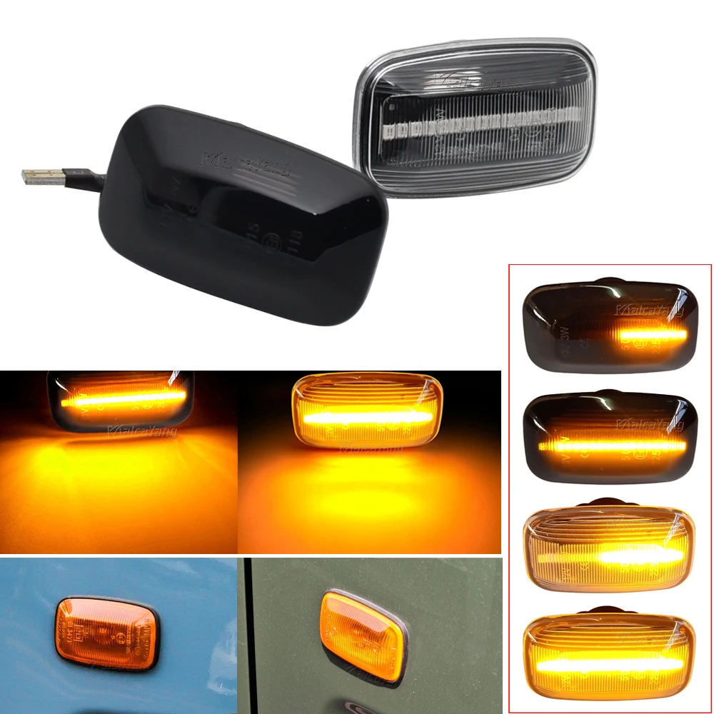 2pcs LED Flowing Turn Signal Light Side Marker Indicator Flasher Lamp For Toyota Land Cruiser 70 80 100 Series 1998-2007