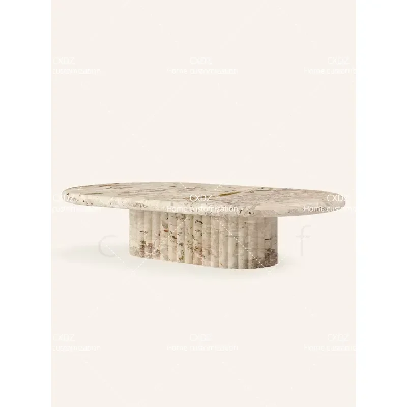 Italian light luxury high sense natural Monet garden marble luxury stone coffee table designer home living room coffee table