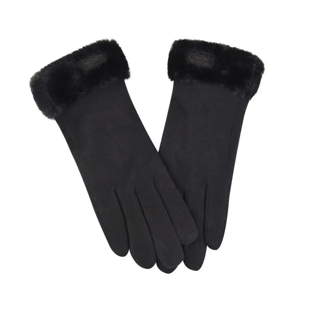 Women Winter Thick Plush Gloves Fashion Warm Suede Touchscreen Driving Gloves Cycling Thick Woolen Gloves
