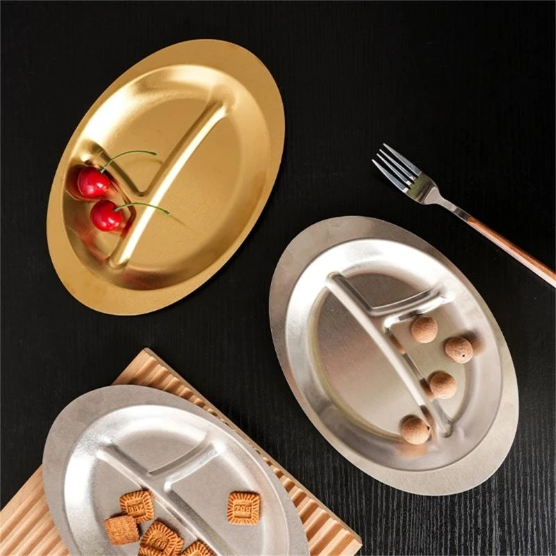 Stainless Steels Dessert Appetizer Plate Portion Control Plates Stackable Breakfast Kitchen Tableware for Adults Kids KXRE