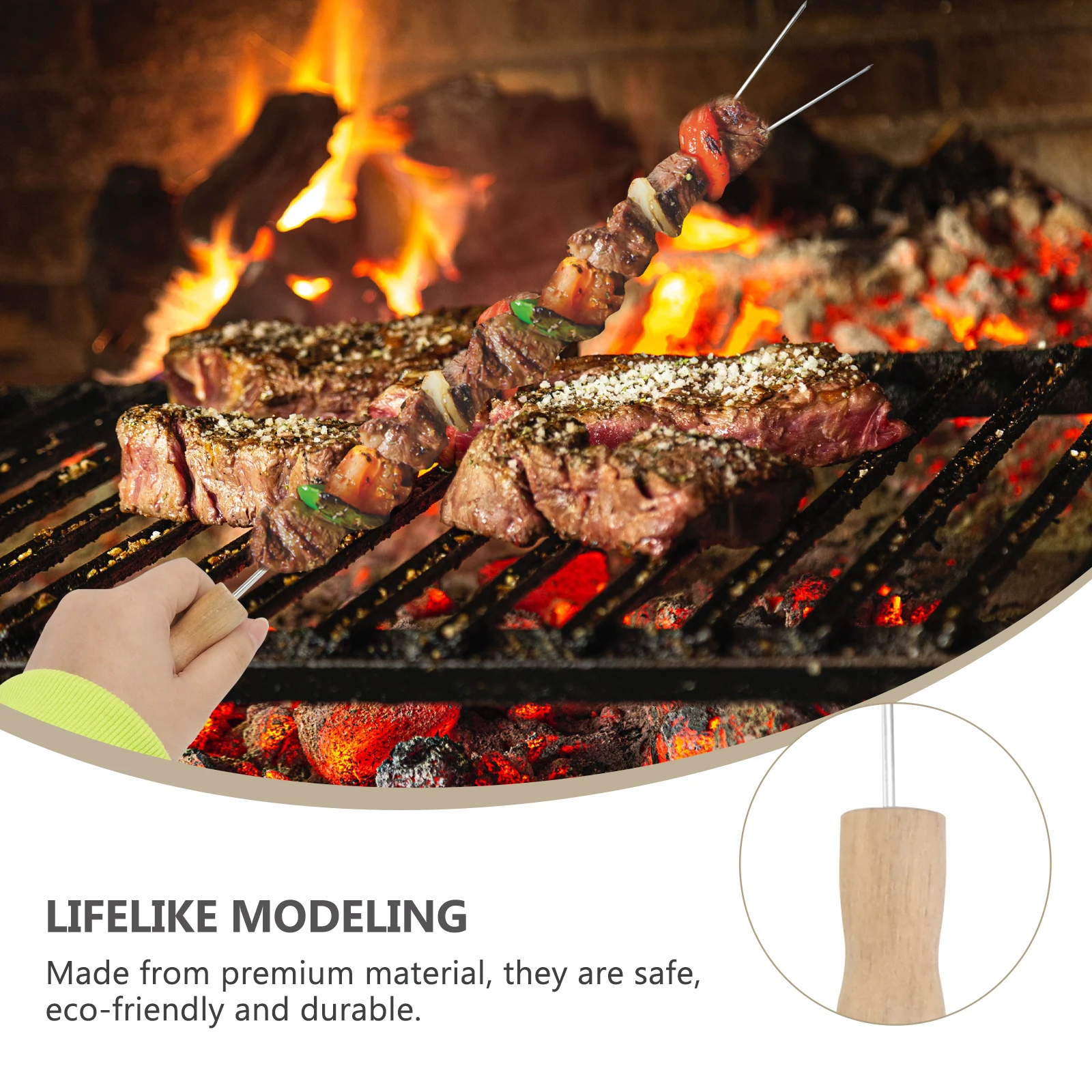 

15pcs Wooden Handle Barbecue Fork Stainless Steel Roasting Forks Food Clamps Bbq Accessories Hot Dog Sticks Barbecue Tools