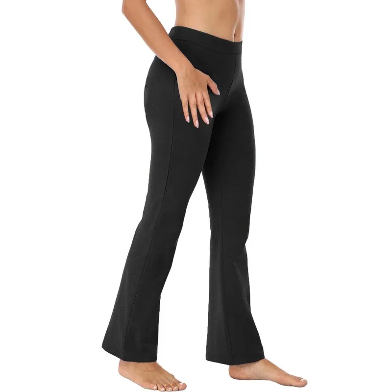 2025 moda flare calças femininas cintura regular confortável emagrecimento preto diário escritório respirável