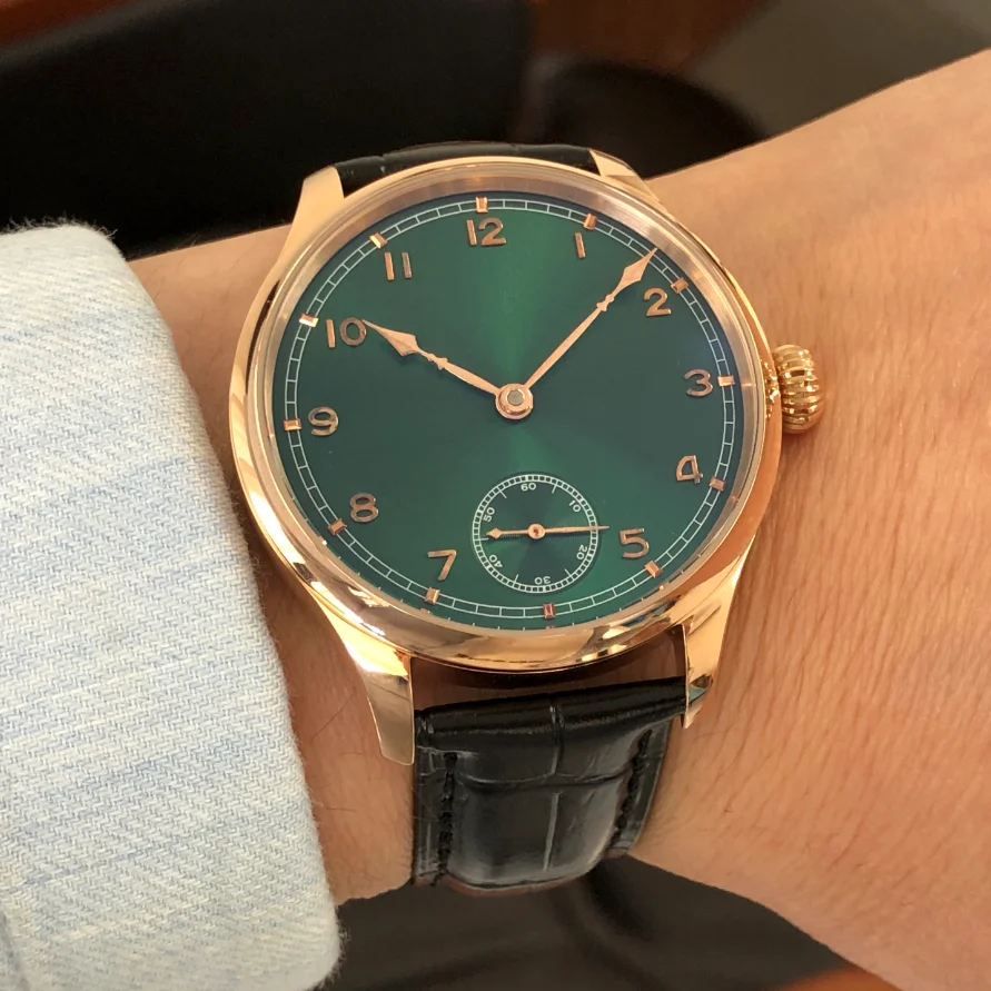 

41mm GEERVO No Logo ST3621 Watch Green Dial CN6498 Mechanical Hand Wind Movement Rose Gold Case Pilot luxurious Watches GR0610