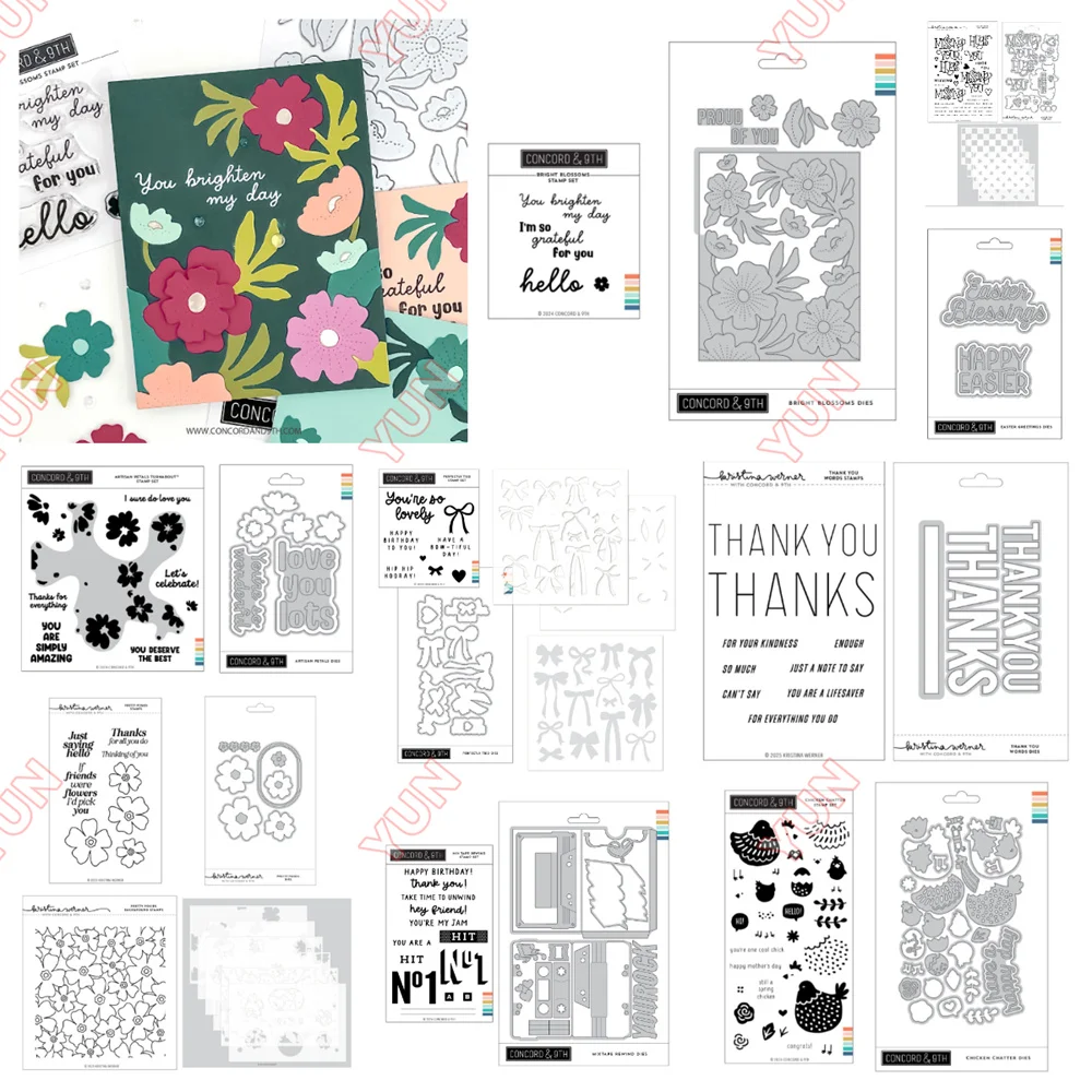 

Easter Greetings Bow Dies Stamps Stencils Chicken Blossoms Die DIY Scrapbooking Greeting Card Decoration Molds Handmade 2025 New