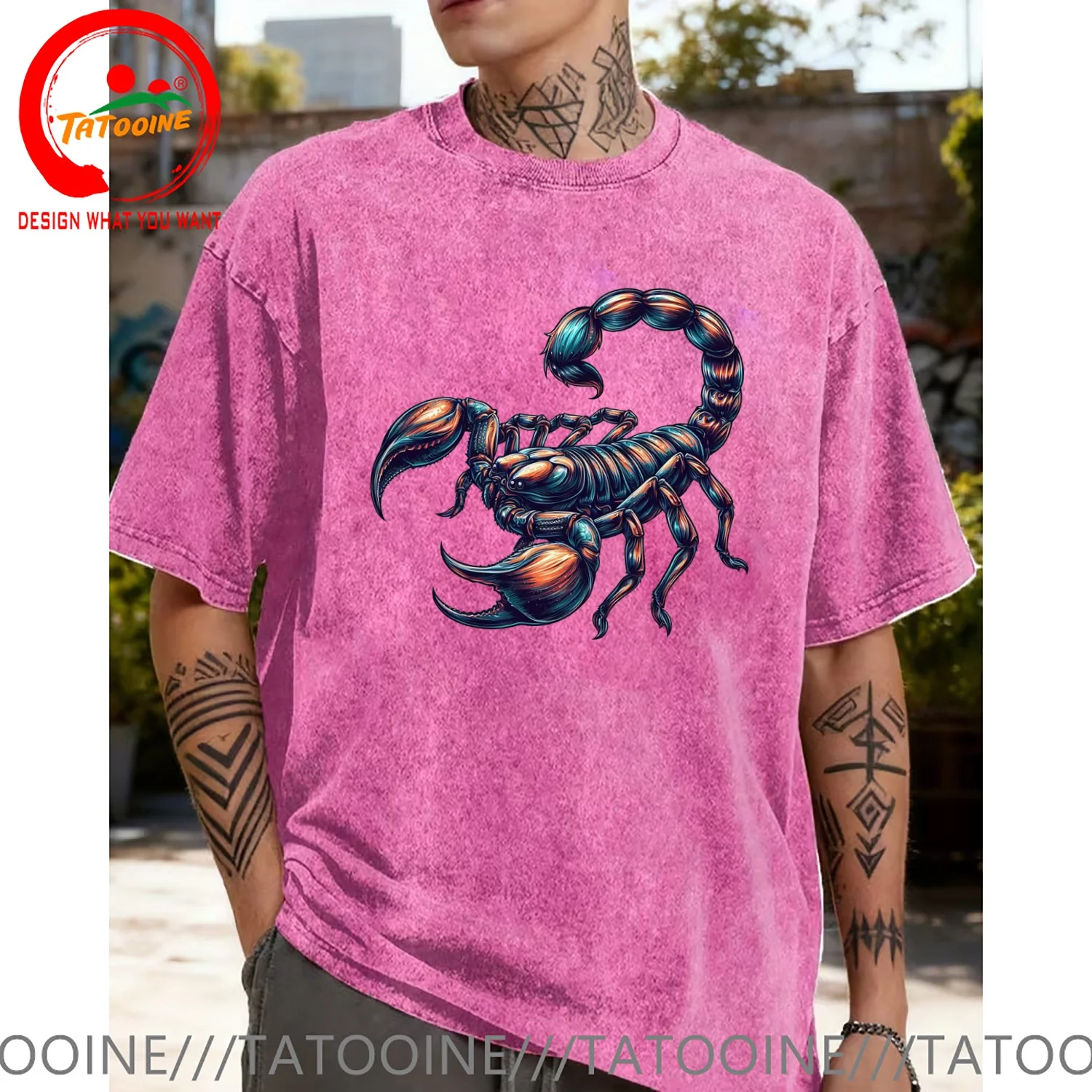 Funny Design Scorpion  SRed Doublet Men Fashion Trendy Casual Clothing Stylish Tops Tee Shirt Leisure Tshirt Men's T-Shirt