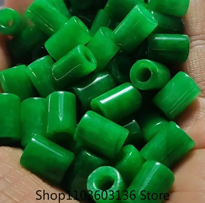

5pc Natural Green Jade Beads Large Hole Barrel Beads Pendants Jadeite Emerald DIY Bracelet Necklace Jewelry Fashion Accessories
