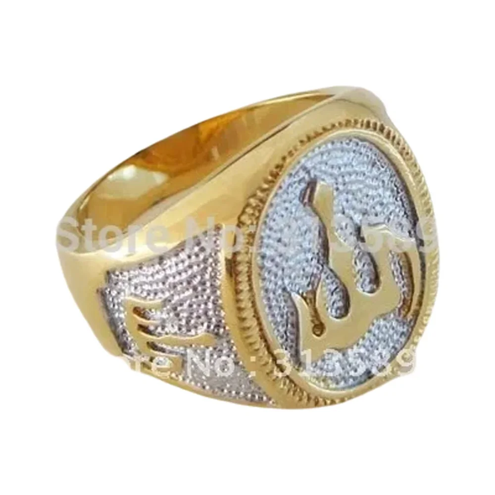 YELLOW & WHITE GOLD PLATED OVERLAY FILLED BRASS GP MUSLIM ALLAH GOD RING SIZE 9 TO 12 /GREAT GIFT/
