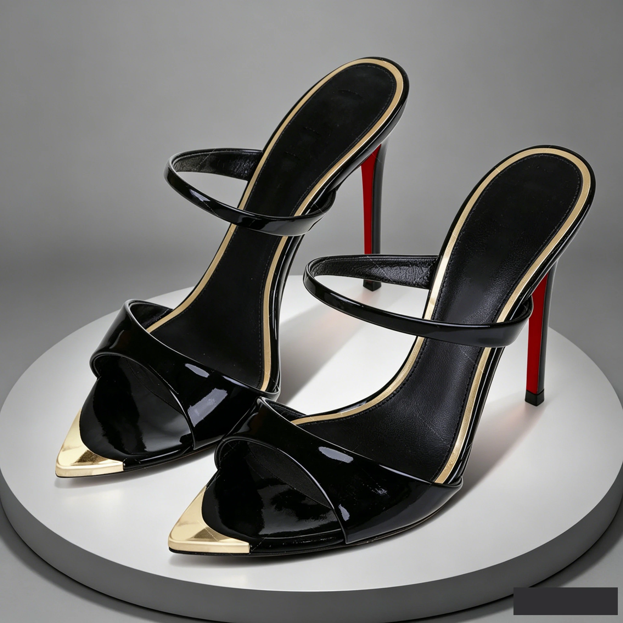 

2026New metal pointed high heels, cool sandals, 13cm large-size sexy women's slim red-soled high heels