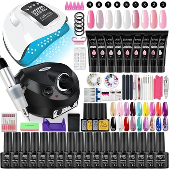 Gel Nail Polish Set Poly Nail Gel Kit With Nail Lamp Semi Permanent Gel Varnish Set…