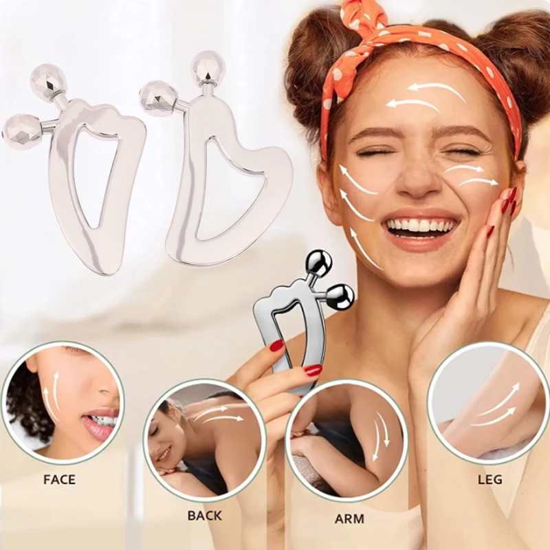 Gua Sha Massage Tool With Roller Ball Scraper Facial Massage Gua Sha Tool Body Massage Roller Face Lift Skin Tightening Tools