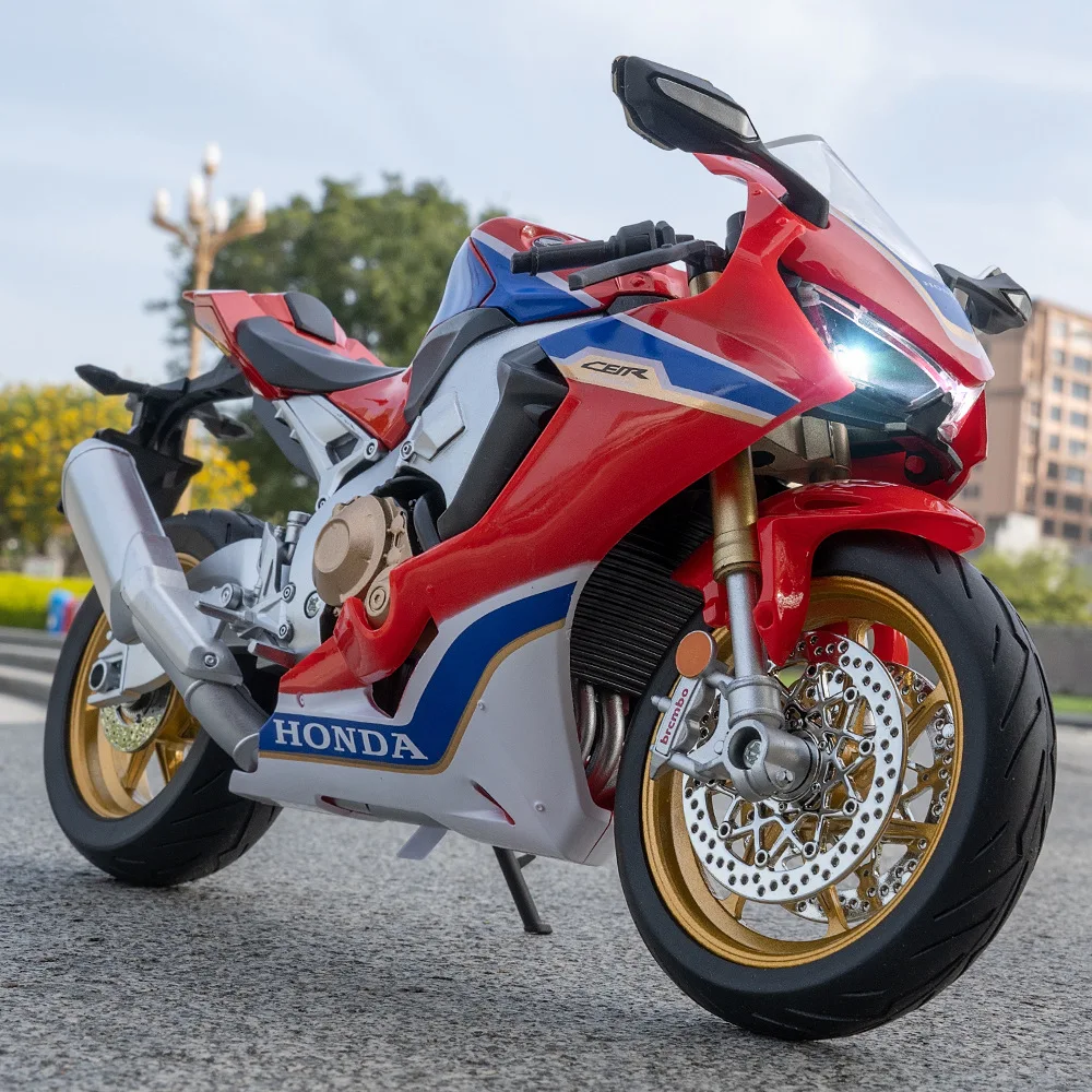 1:9 CBR 1000RR R1250 GS GL1800 Alloy Motorcycle Model Diecast Front Wheel Steering Light Miniature Vehices Birthday Gift