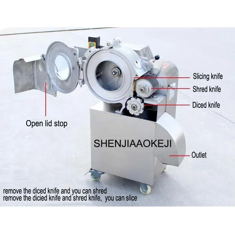 CHD-100 Машина для нарезки кубиками Коммерческая многофункциональная овощерезка из нержавеющей стали, спиральная нарезка для овощей 220 В, 1 шт.