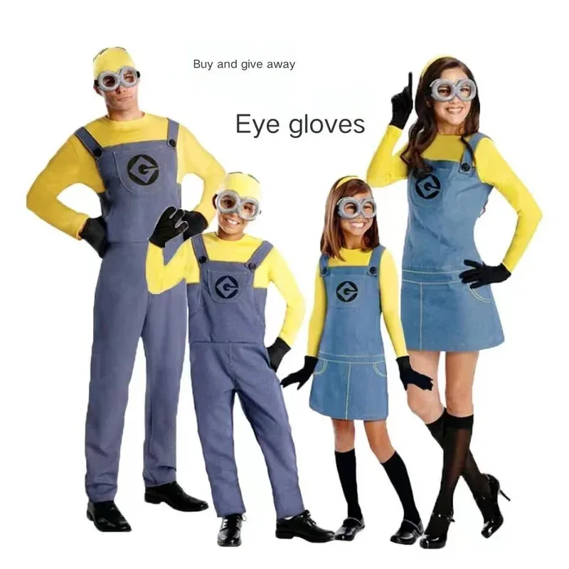 

Movie Thief Dad Gru Doll, Parent Child Dress up as Adult Male and Female Cos, Little Yellow Man Clothes and Glasses