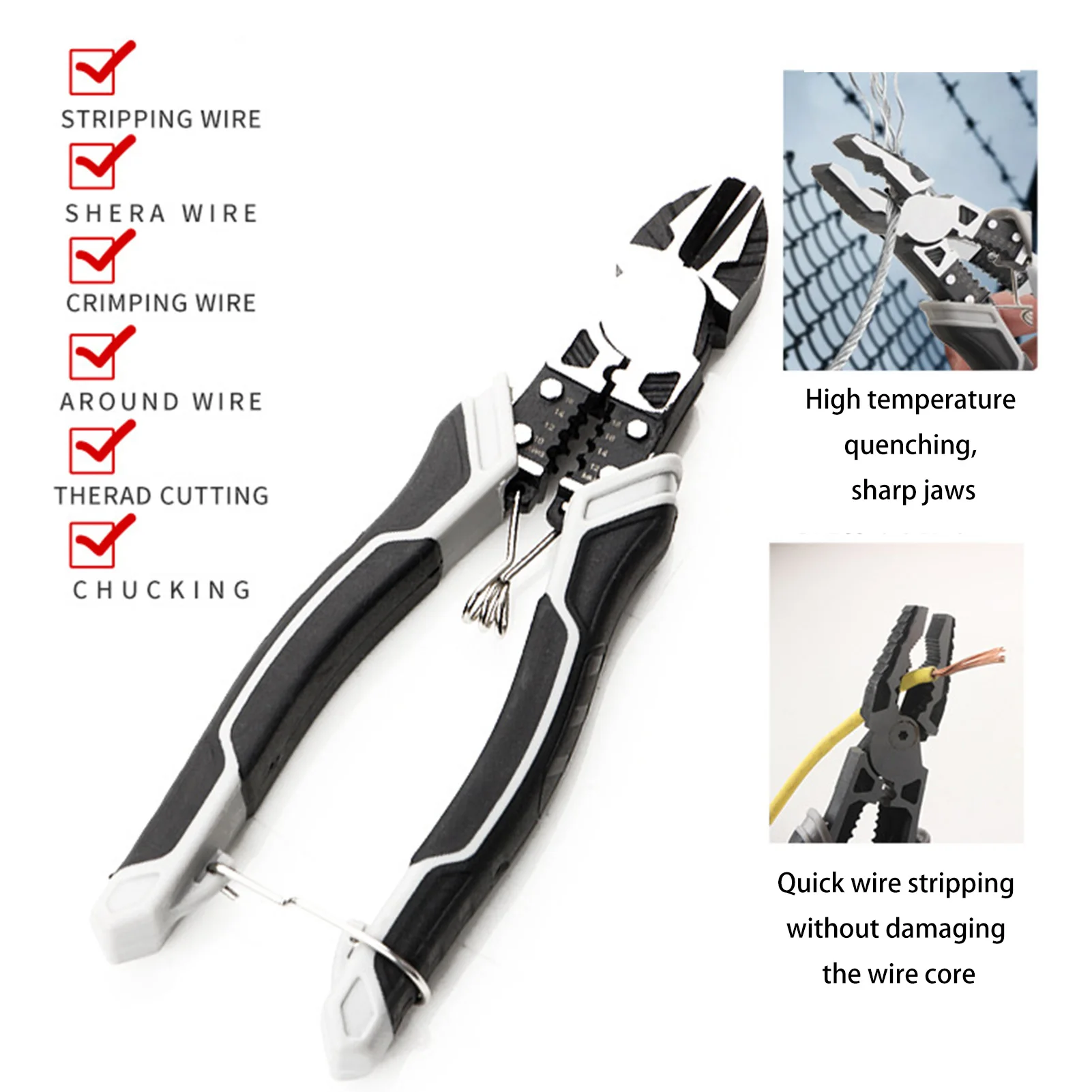 Multifunction Diagonal Cutting Pliers Rust-Proof Industrial Grade Tools with Comfortable Grip Suitable for Tie Wrap Beading Wire