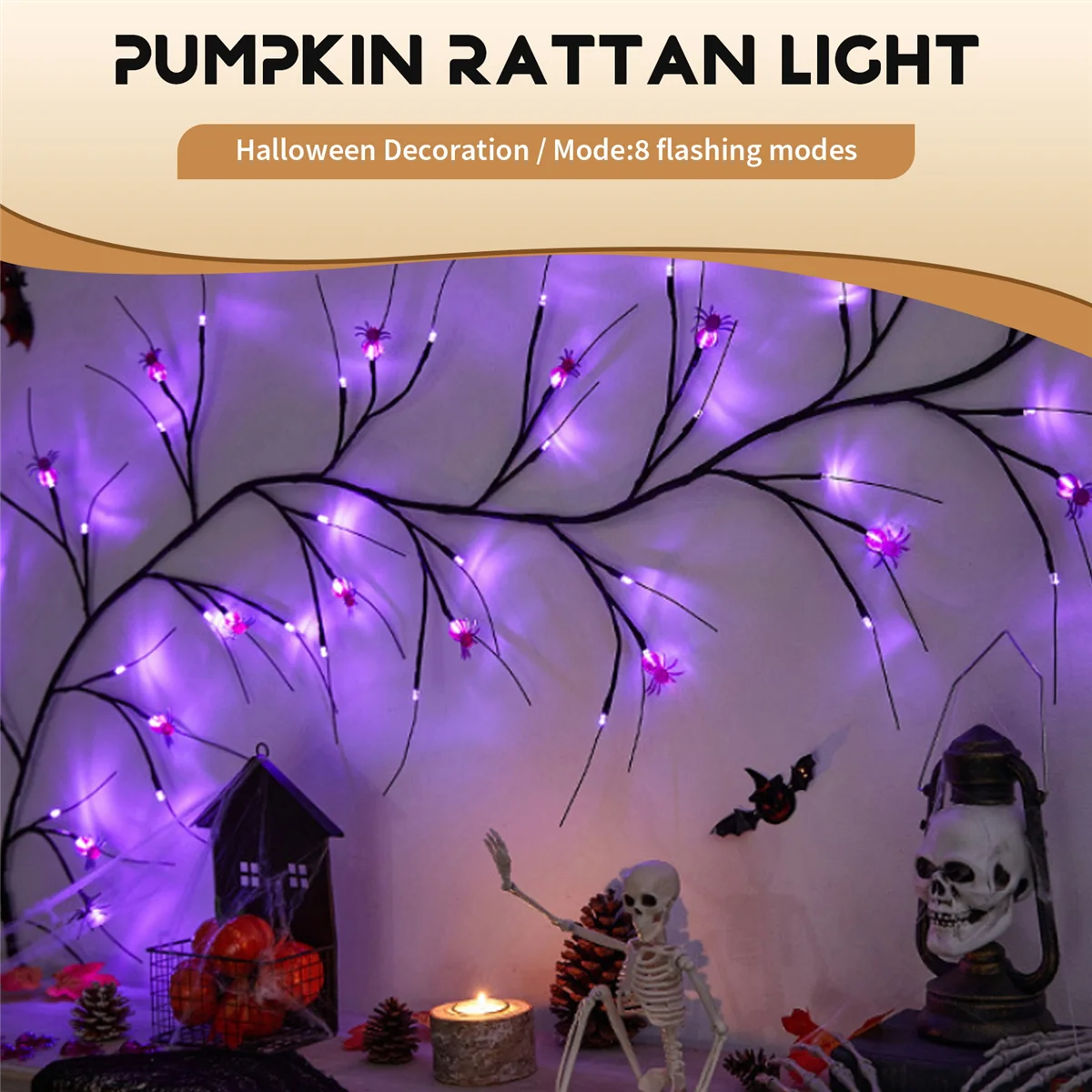 Halloween Spider Rotan Light String Horror Ghost Festival Huis Tuin Buitendecoratie