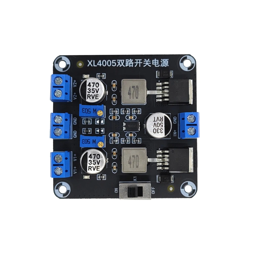 Dual-way 5A 5-32V to 0.8-30V Adjustable Buck Switching Power Board DC-DC Step-down Power Supply Module 90% Conversion Efficiency