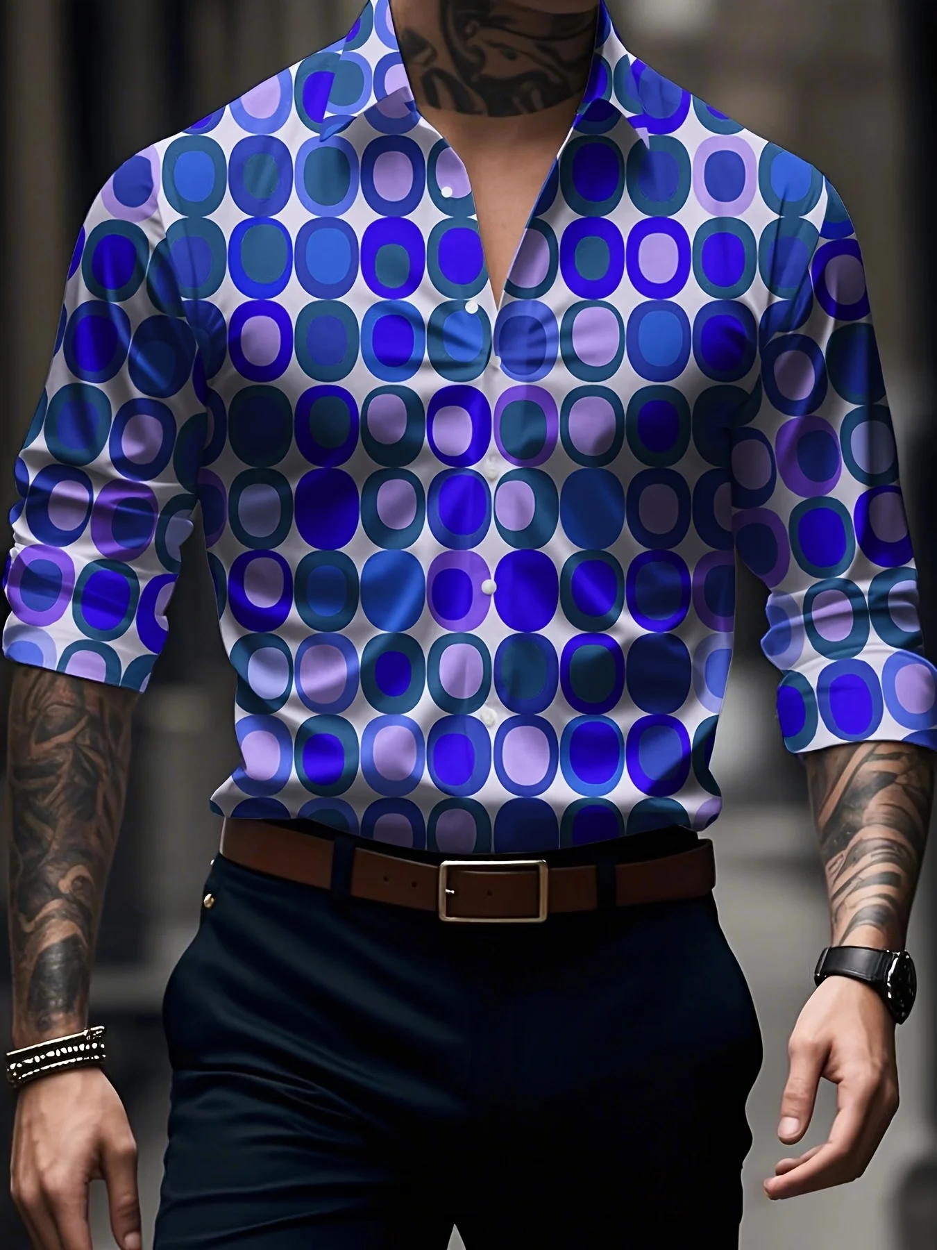 Men's Shirt Spring and Autumn New Long Sleeve Shirt with Turned Collar Fashion Design Elements Hawaiian Shirt 2025