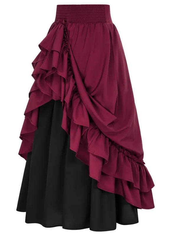 

Elastic Waist Asymmetrical Skirt Street Sle Women's Casual Elastic Waist Skirt Midi Skirts Pleated Skirts Summer Skirts