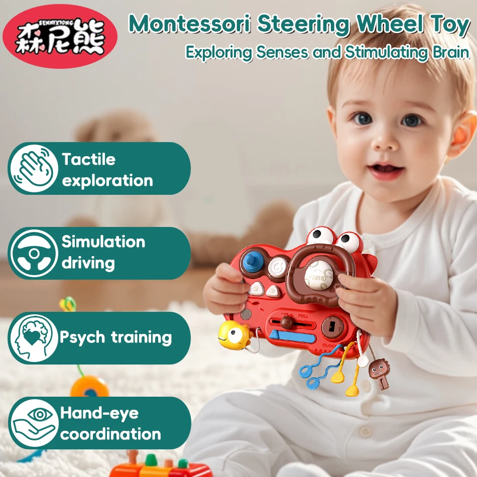 Sennixiong bebê dino urso tigre spaceman dentição puxar corda montessori dinossauro volante brinquedos sensoriais para o presente da criança