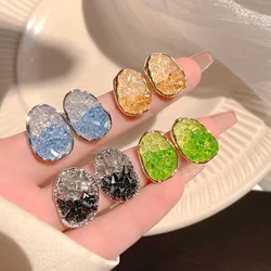Shiny Gradient Crystal Earrings for Women Charming Sweet Candy Color Irregular Stud Earring Fairy Fashion Eardrop Party Jewelry