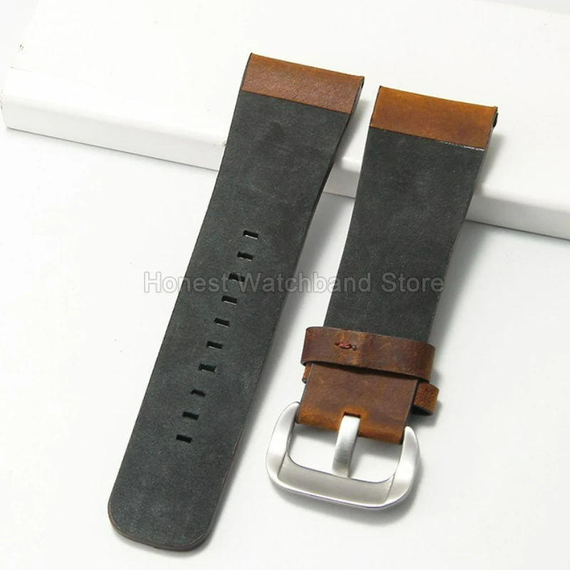 Pulseira de relógio de couro 28mm para SevenFriday B-01 P2 M3 Q1 Elasticidade respirável Resistente a manchas Pulseira de couro genuíno Bown Black
