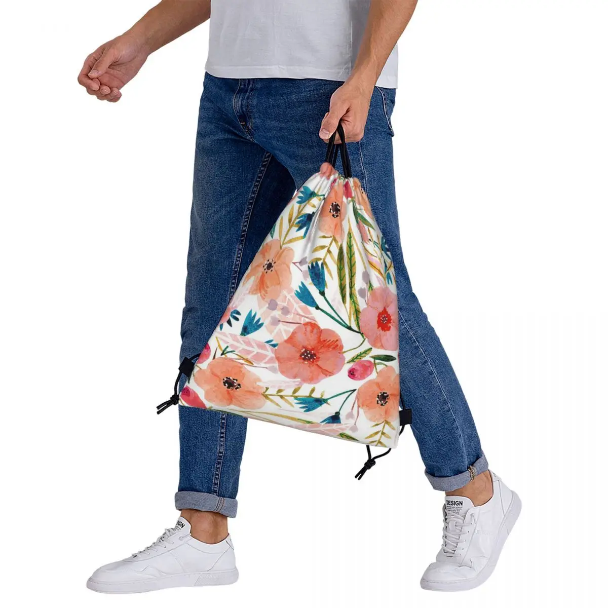 Multi-função Floral Dança Mochilas, Sacos De Cordão Portátil, Pacote De Bolso, Saco De Esportes, Saco De Livro, Viagem, Estudantes