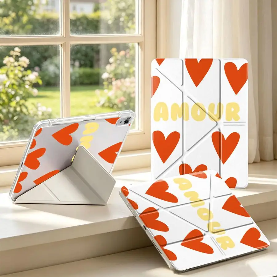 With Pen Slot Cover Tablet Case For Samsung Galaxy Tab S10 Lite A9 Plus S7 FE S8 S9 Plus A8 A11 Love Pattern Letters