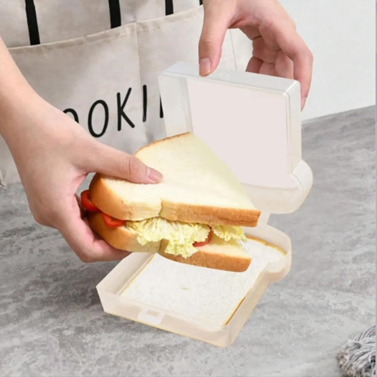 BHBL Reusable Sandwich Container Sealed Food Container Transparent Bread Box Food Portable Toast Sandwich Box A