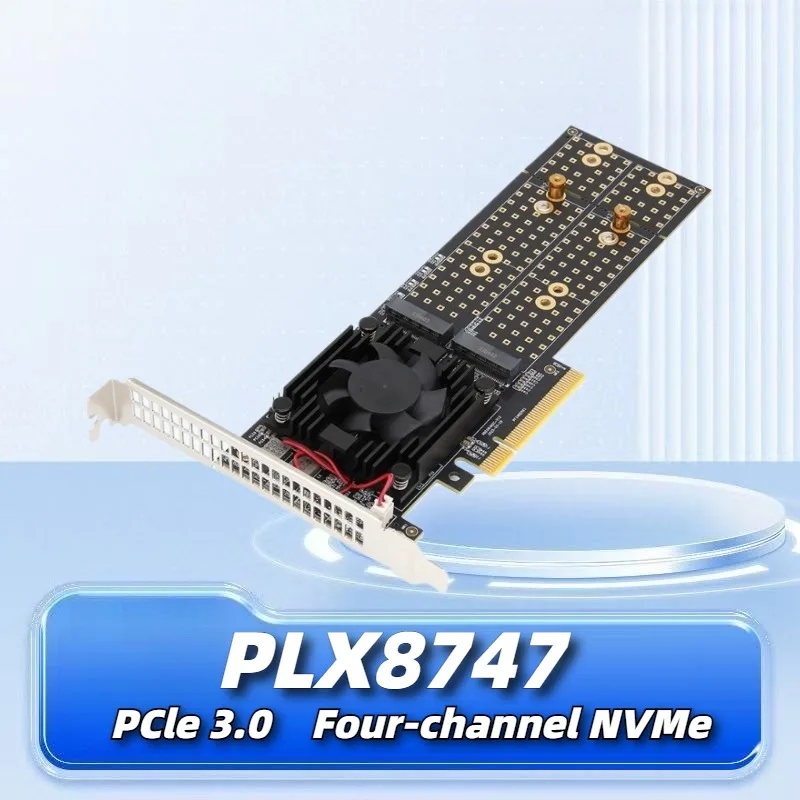 PLX8747 PCIe Expansion Card 4x M2 Slots No Splitter Support Feiniu Silent Full Half Height