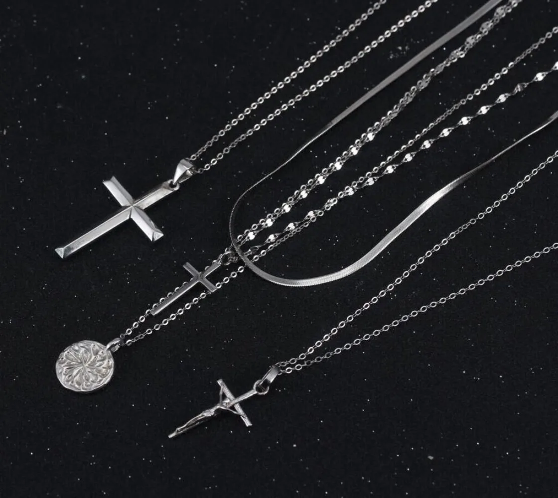 

Pendant Women Layer Necklaces Zirconia Jewelry Dainty Rhodium Plated S925 Sterling Silver Cross Necklace