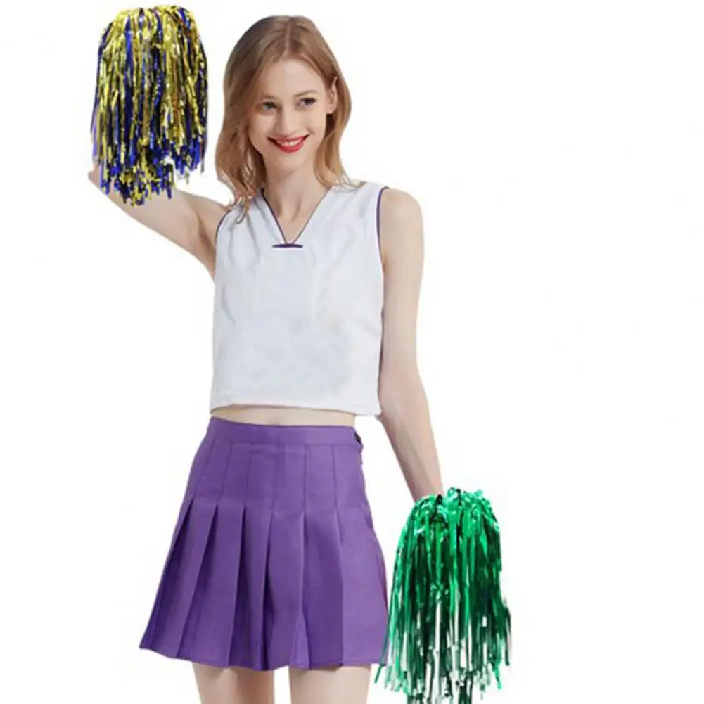 

Cheerleader Pom Poms Vibrant Metallic Foil Cheerleading Pom Poms 18pcs Colorful Hand Flowers for Cheering Squads Party Supplies