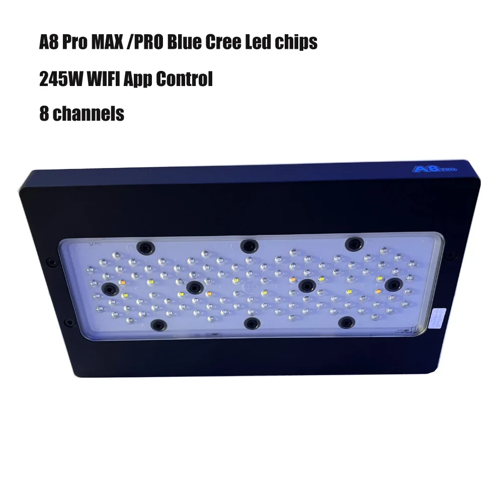 

245W A8PROMAX Blue Programmable CREE LED WiFi App Control Full Spectrum Aquarium Marine GrowLights for Saltwater Coral Reef Tank