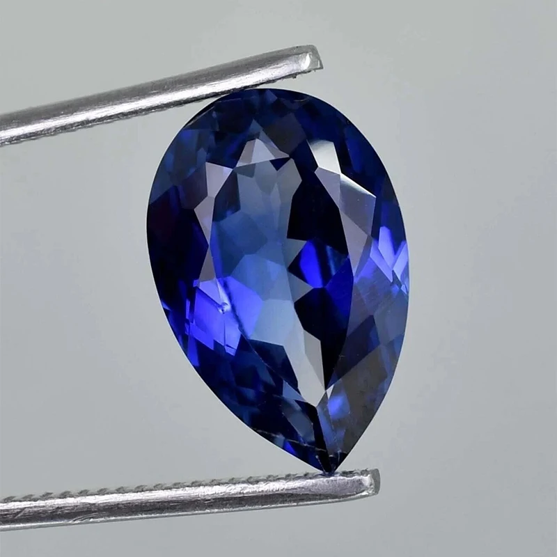 Corindon de coupe naturelle saphir bleu Royal, pierres précieuses à breloques en forme de poire pour bricolage, matériaux de fabrication de bijoux