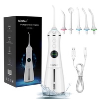 Nicefeel Portable Oral Irrigator Usb Rechargeable Water Flosser Dental Water Jet 300ML 6Modes Water Tank IPX7 Teeth Cleaner