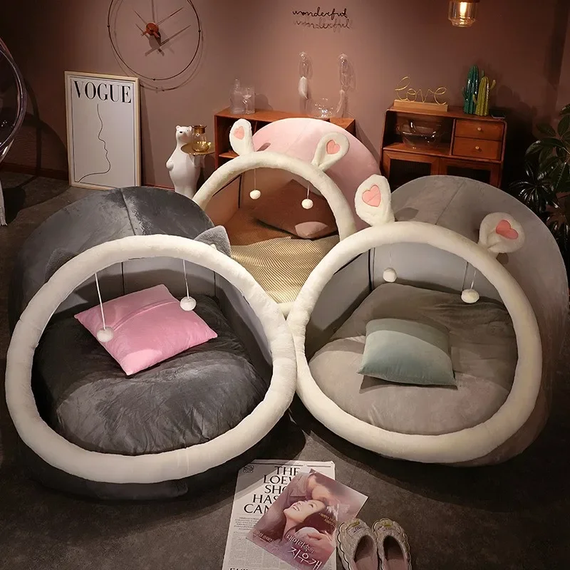 Cute Oversized Adult Child Plush Tent Cozy House Lazy Person Sofa On The Ground Cat's Nest Christmas Cushions Sitting Cushion