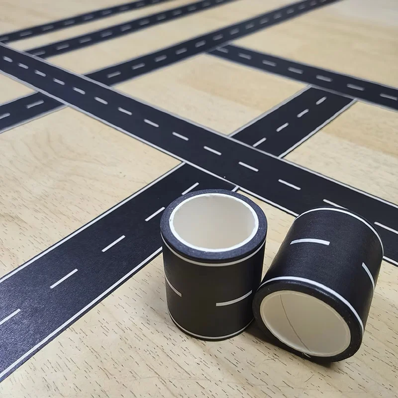 1-2pcs Black Highway Tape Road Stickers Reusable Toy Car Track For Kids Race Car Party Floor Table Decor Supplies Sticker Set