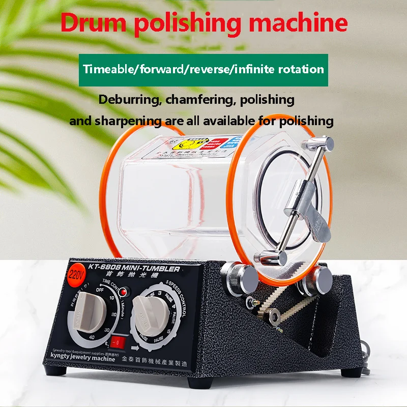 Mini Jewelry Polisher Tumbler with 3kg Capacity | KT6808 Machine and Glass Barrel for Jewelry Polishing