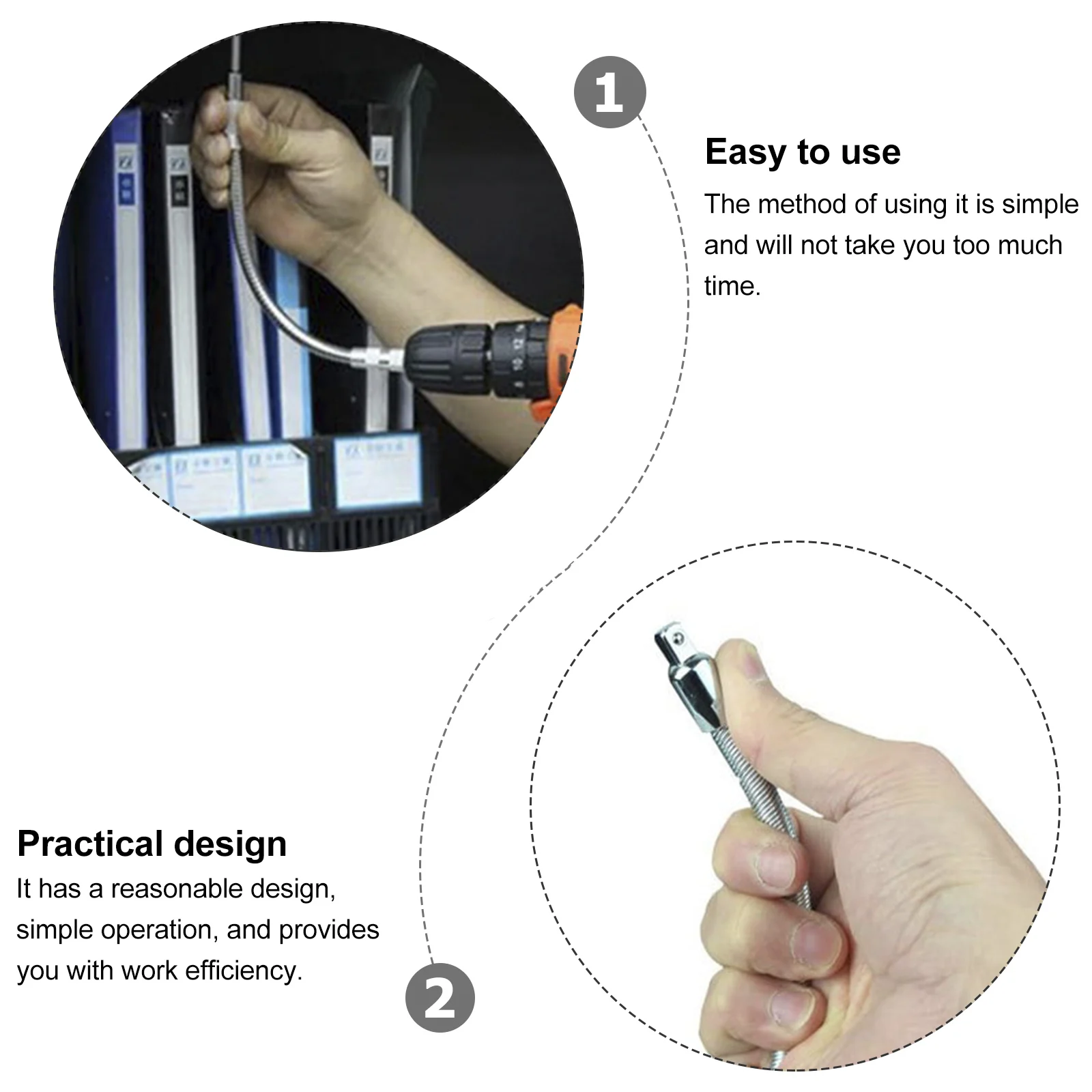 

3Pcs Flexible Socket Extension Bar Steel Shaft Durable Car Engine Repair Narrow Space Long Rod Wrench H Tool Efficient Design