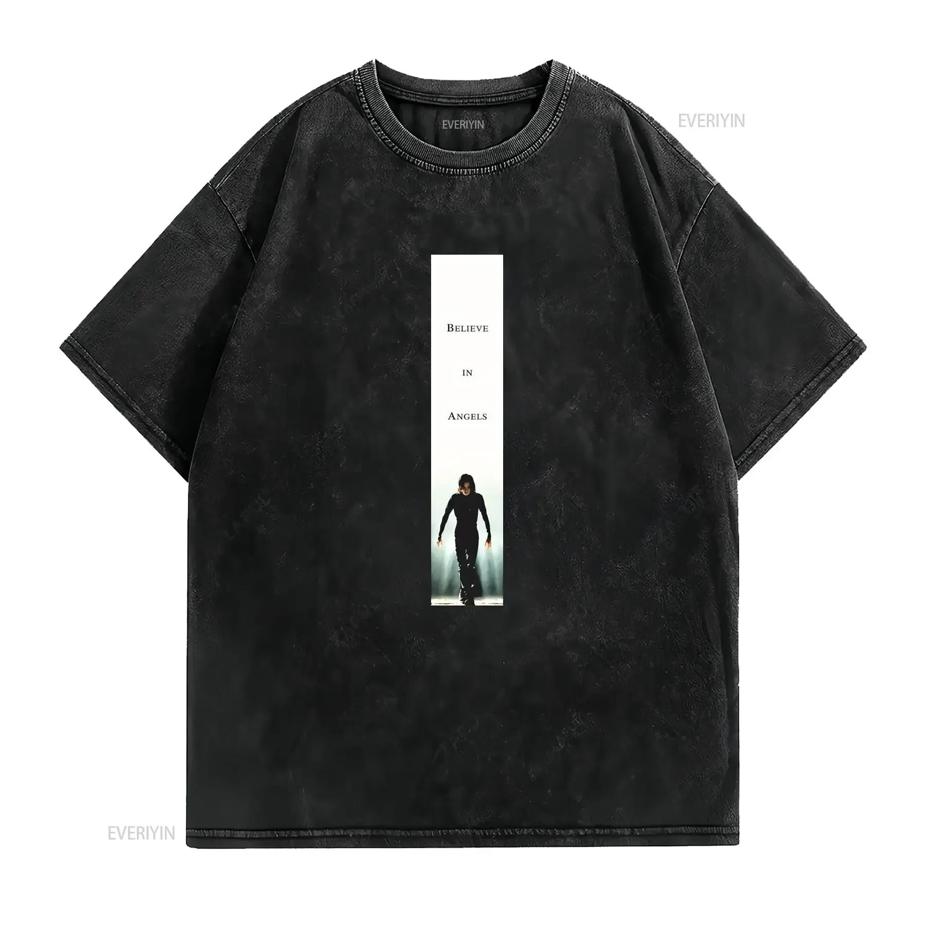 Camiseta Nueva con Diseño de Cuervo Cuello Redondo Casual Tejido Ligeramente Elástico Corte Regular Estampado Ideal para