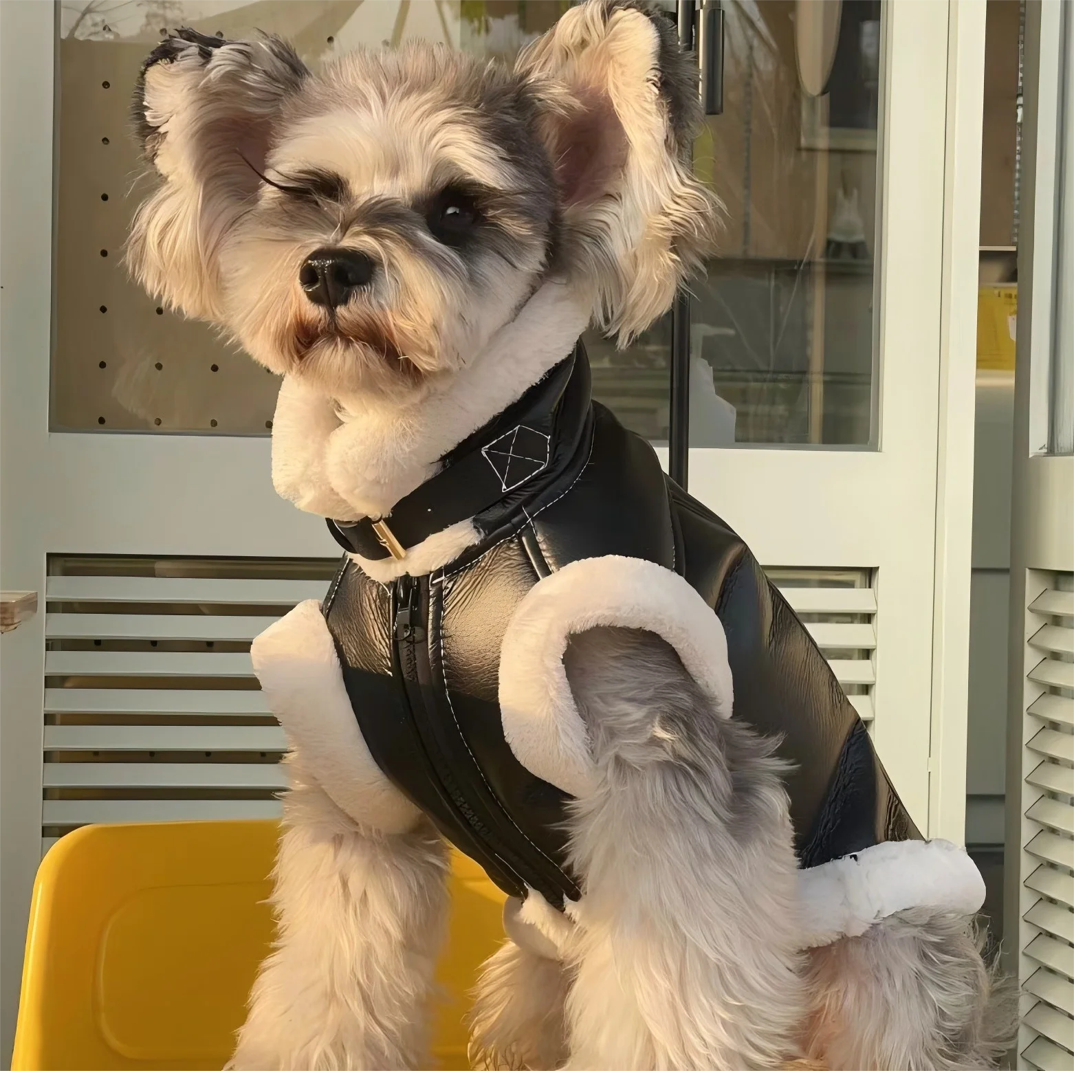 

Dog autumn and winter new clothing with plush sleeveless vest, Teddy Schnauzer Bear, Malzis Dog Zipper vest, waterproof fur inte