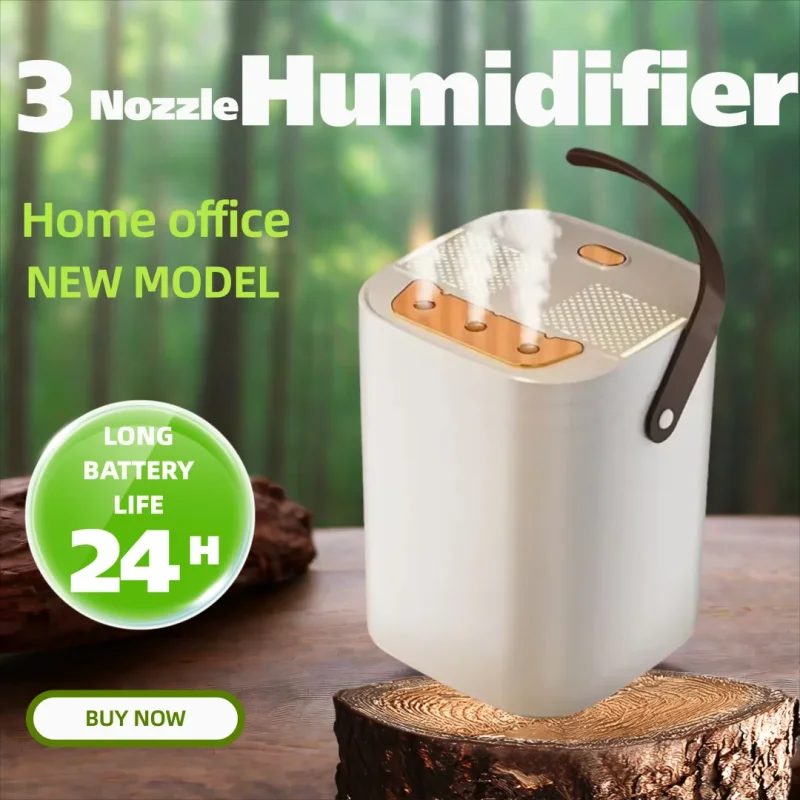 

1,8 л ночник с тремя насадками, увлажнитель воздуха с двойным фильтром, тихий ультразвуковой USB перезаряжаемый таймер, отключение для спальни, офиса 2025