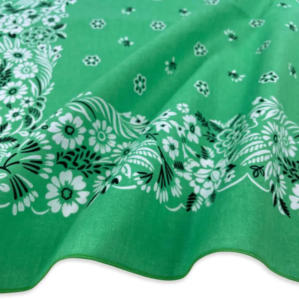 High Quality New Design Hip Hop Green Cotton Square Scarf Ethnic Flowers Bandana Scarf Print Headband Paisley Gifts Unisex