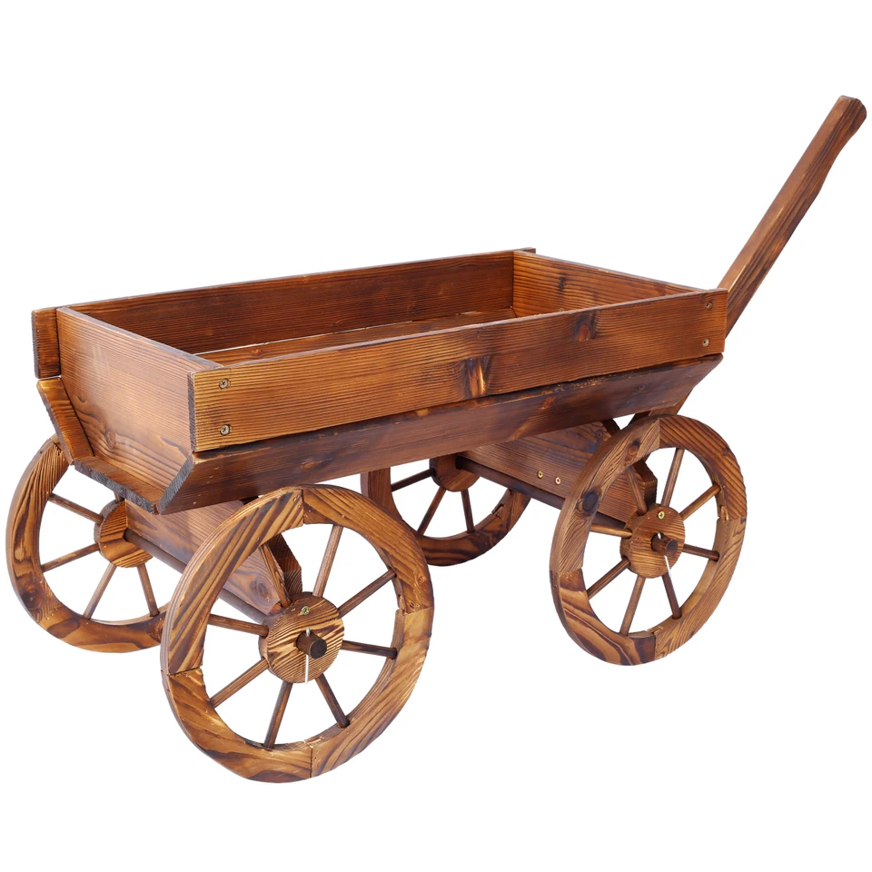 Wooden Garden Planter Pot Stand with Wheels