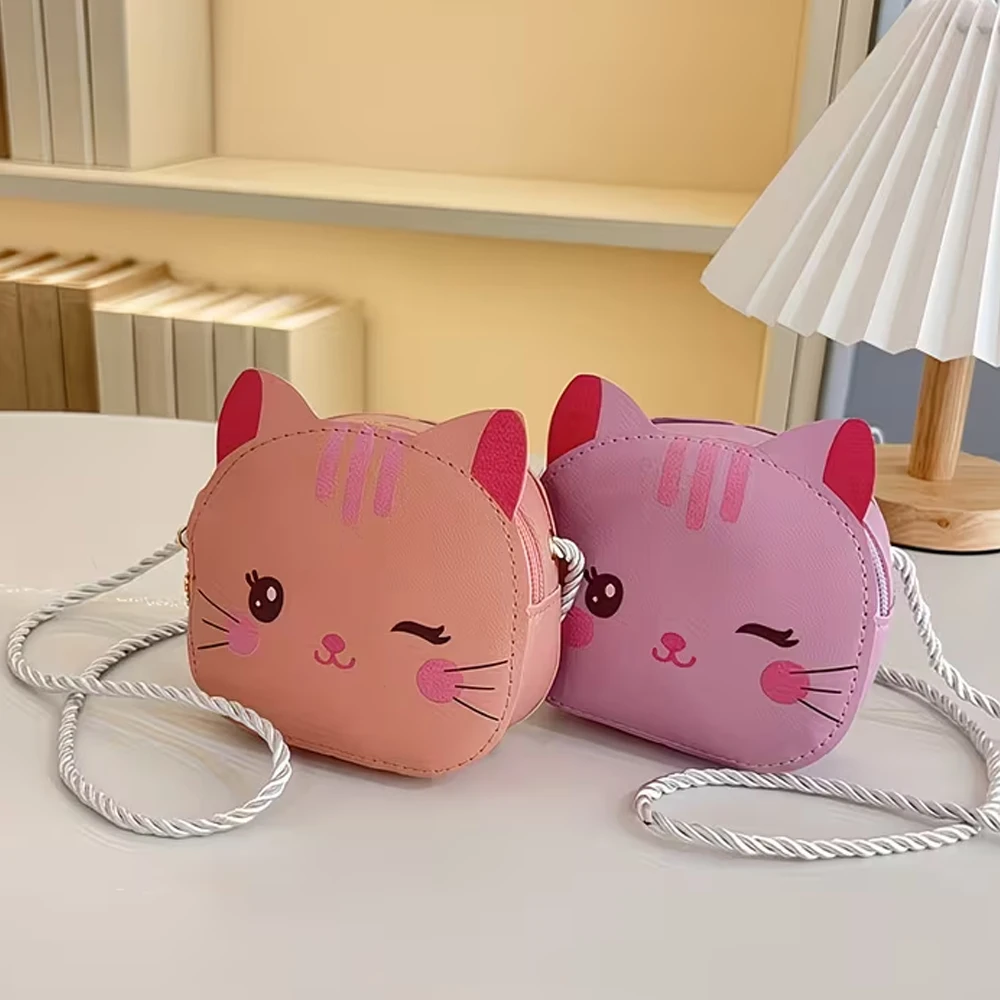 1 Selected Cat-Patterned Bag, Unisex Shoulder Crossbody Bag, Pu Small Round Bag, Coin Purse, Birthday Gift for Family, Adults, Lovers, and Date Night Parties, Earphone Bag - view 3
