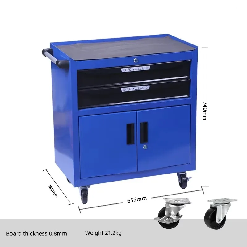 Auto Repair Cabinet, Mobile Wheeled Cabinet, Lightweight Drawer Type Cabinet, Double Door Auto Repair Tool Cart