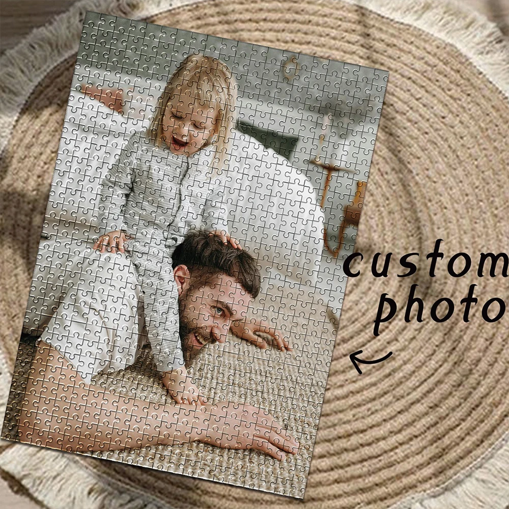 35/300/500/1028pcs Personalized Custom Photo Puzzle Parent Child Photo Unique Gift For Dad Mom Mother's Day
