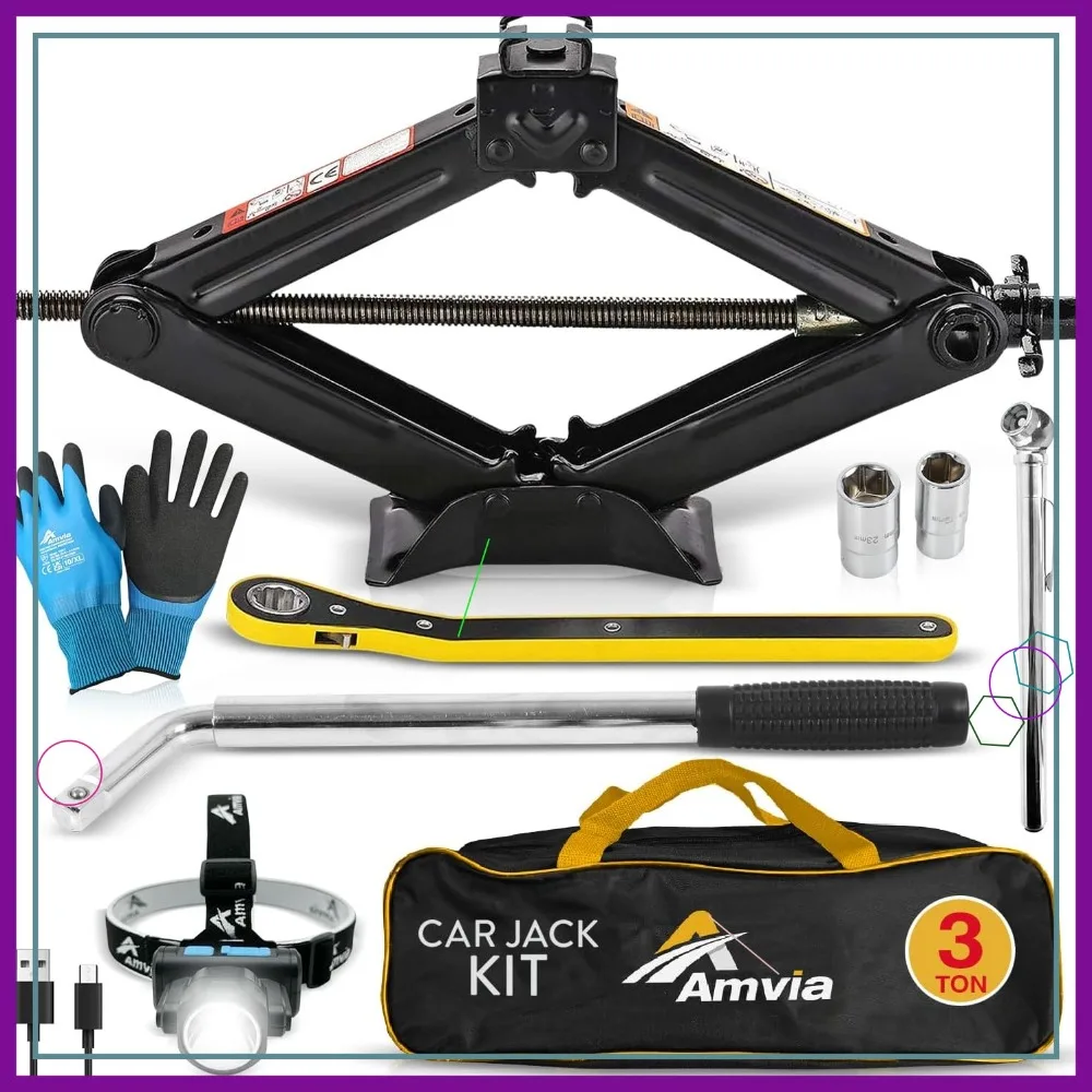 

Домкрат-ножницы для автомобиля грузоподъемностью 3 тонны с гаечным ключом, портативный, для внедорожников и легковых автомобилей