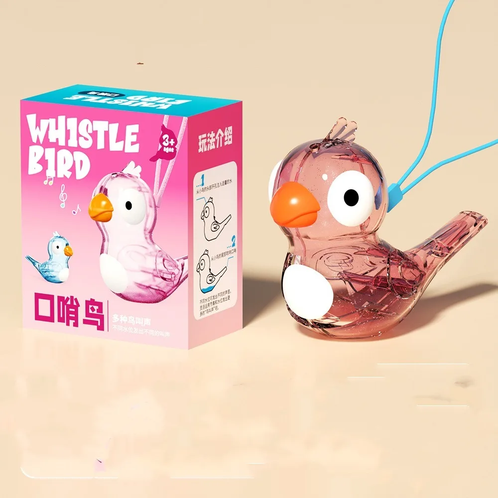 

Cartoon Water Bird Whistle Transparent Musical Instrument Plastic Whistle with Lanyard Educational Musical Instrument Toy